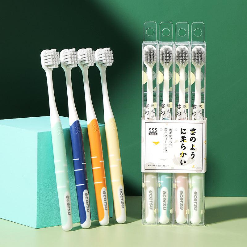 4 Pack Couple's Soft Toothbrushes For Deep Oral Care Adults