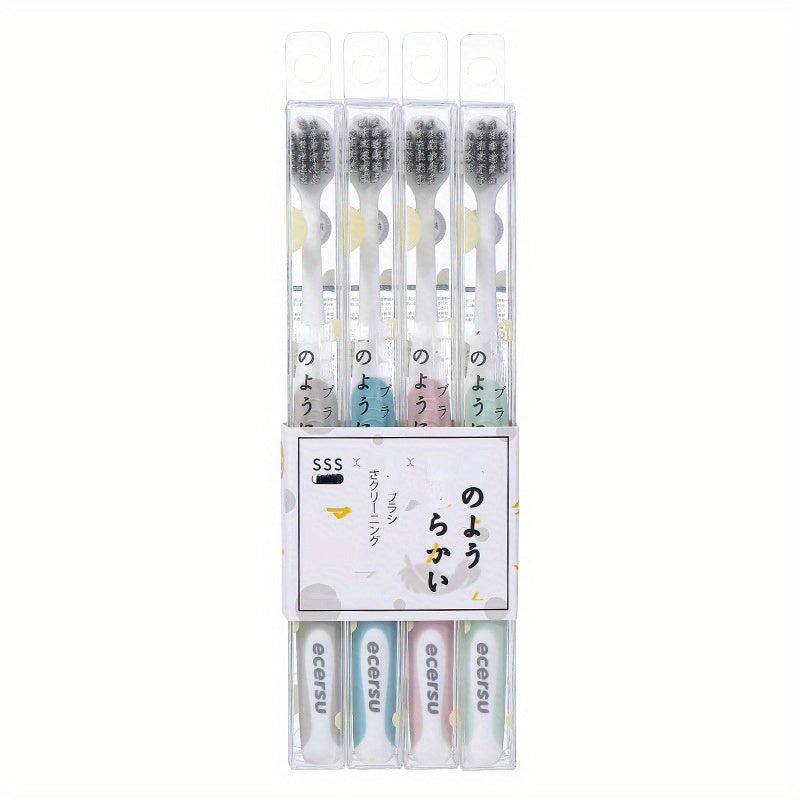 4 Pack Couple's Soft Toothbrushes For Deep Oral Care Adults