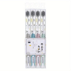 4 Pack Couple's Soft Toothbrushes For Deep Oral Care Adults