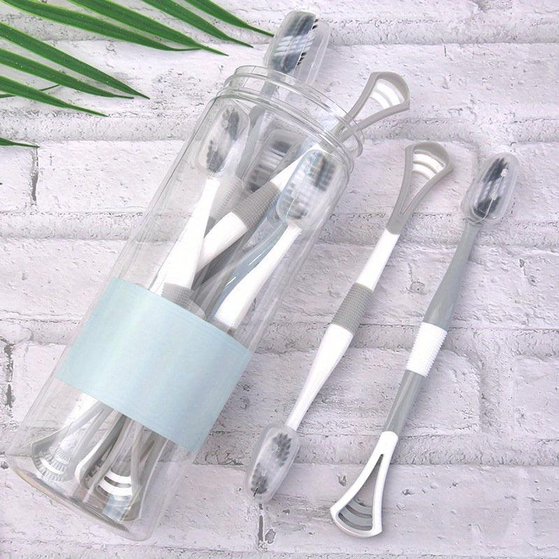 8pcs Multifunctional Tongue Scraping Toothbrush Manual Toothbrushes