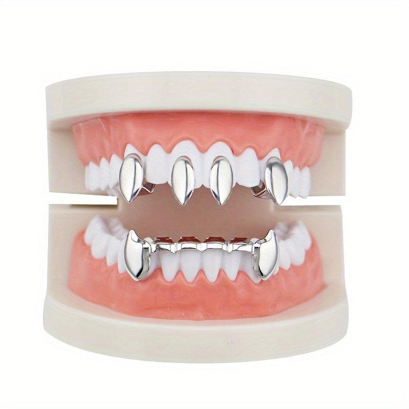 5PCS Golden Teeth Grillz Hip Hop Rapper Jewelry Halloween Gift