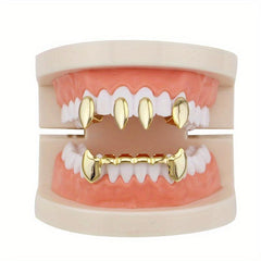 5PCS Golden Teeth Grillz Hip Hop Rapper Jewelry Halloween Gift