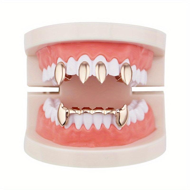 5PCS Golden Teeth Grillz Hip Hop Rapper Jewelry Halloween Gift