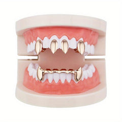 5PCS Golden Teeth Grillz Hip Hop Rapper Jewelry Halloween Gift