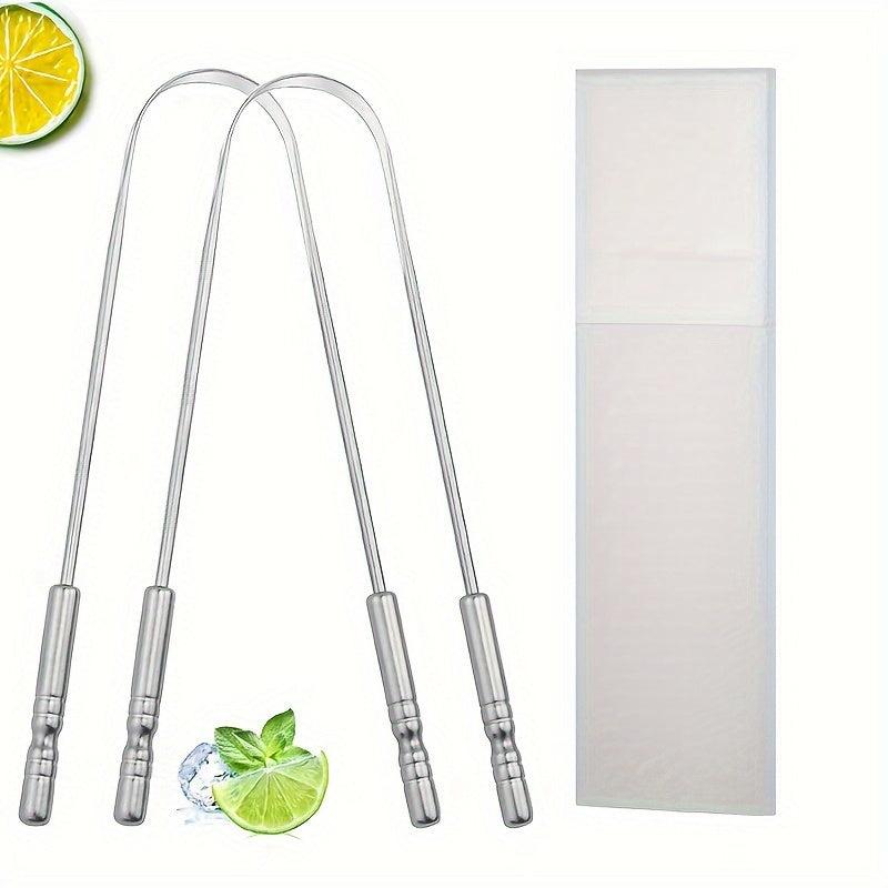 Long Handle U-shaped Tongue Scraper Stainless Steel Tongue Cleaners