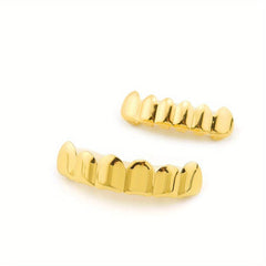 Plated Golden Silvery Teeth Grillz For Men Women