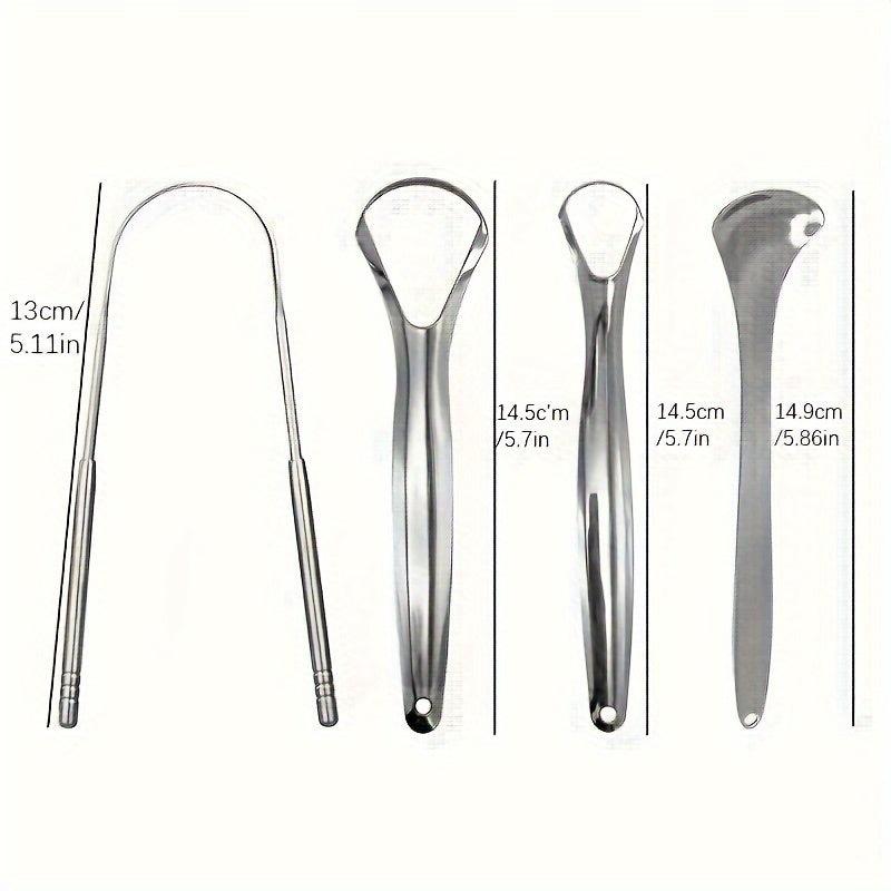 2pcs Tongue Scraper Reduce Bad Breath Stainless Steel Oral Care Tool