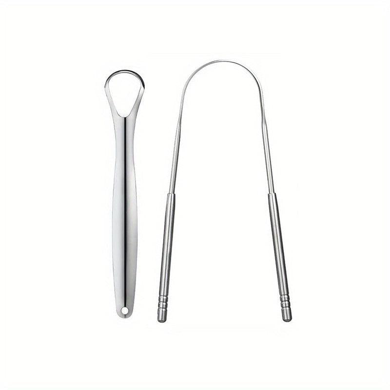 2pcs Tongue Scraper Reduce Bad Breath Stainless Steel Oral Care Tool