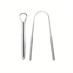2pcs Tongue Scraper Reduce Bad Breath Stainless Steel Oral Care Tool