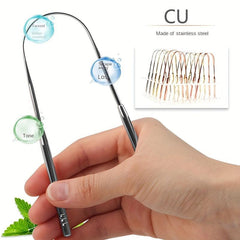 2pcs Tongue Scraper Reduce Bad Breath Stainless Steel Oral Care Tool