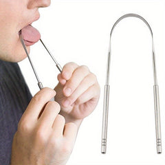 2pcs Tongue Scraper Reduce Bad Breath Stainless Steel Oral Care Tool