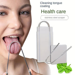 2pcs Tongue Scraper Reduce Bad Breath Stainless Steel Oral Care Tool