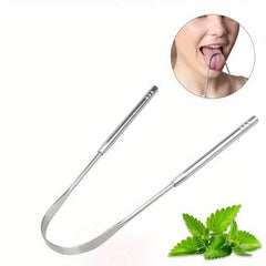 2pcs Tongue Scraper Reduce Bad Breath Stainless Steel Oral Care Tool