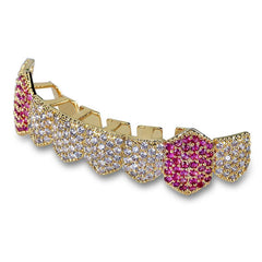 Hip Hop 8 Tooth Zircon Lower Teeth Grills Fangs Golden Brace