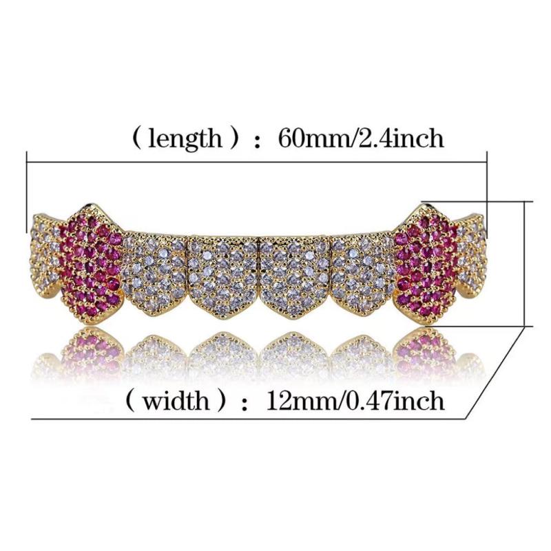 Hip Hop 8 Tooth Zircon Lower Teeth Grills Fangs Golden Brace