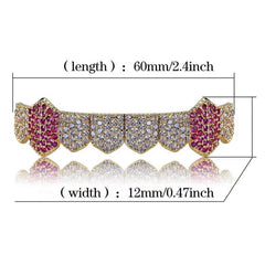 Hip Hop 8 Tooth Zircon Lower Teeth Grills Fangs Golden Brace
