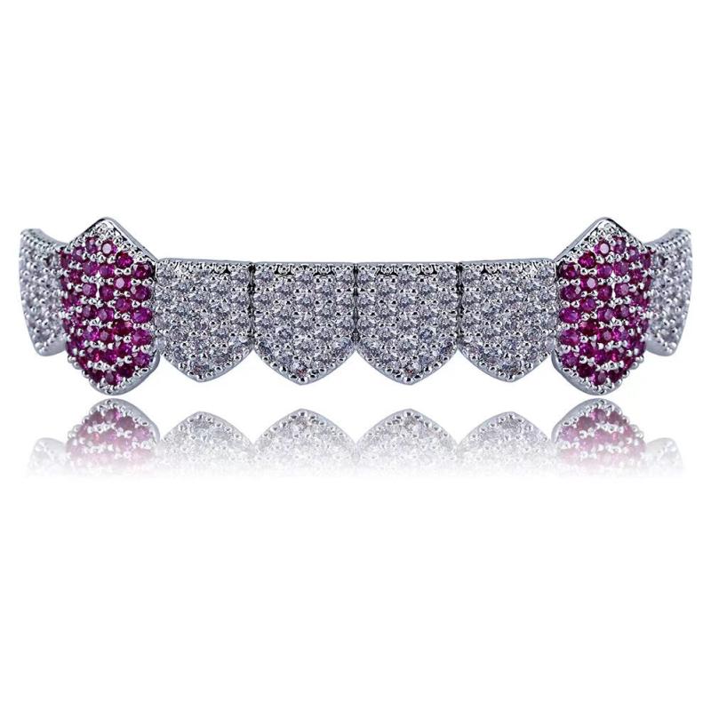 Hip Hop 8 Tooth Zircon Lower Teeth Grills Fangs Golden Brace