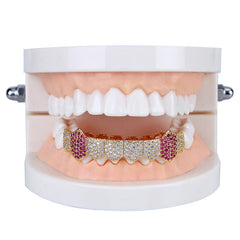 Hip Hop 8 Tooth Zircon Lower Teeth Grills Fangs Golden Brace