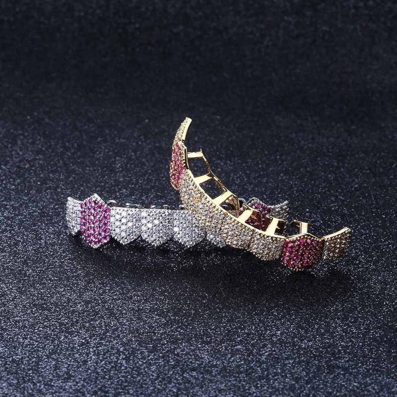 Hip Hop 8 Tooth Zircon Lower Teeth Grills Fangs Golden Brace