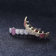 Hip Hop 8 Tooth Zircon Lower Teeth Grills Fangs Golden Brace