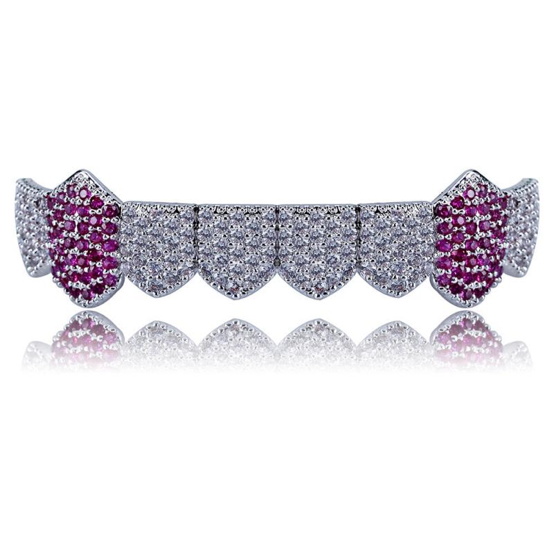 Hip Hop 8 Tooth Zircon Lower Teeth Grills Fangs Golden Brace