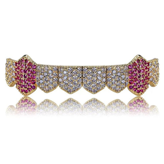 Hip Hop 8 Tooth Zircon Lower Teeth Grills Fangs Golden Brace