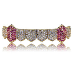 Hip Hop 8 Tooth Zircon Lower Teeth Grills Fangs Golden Brace