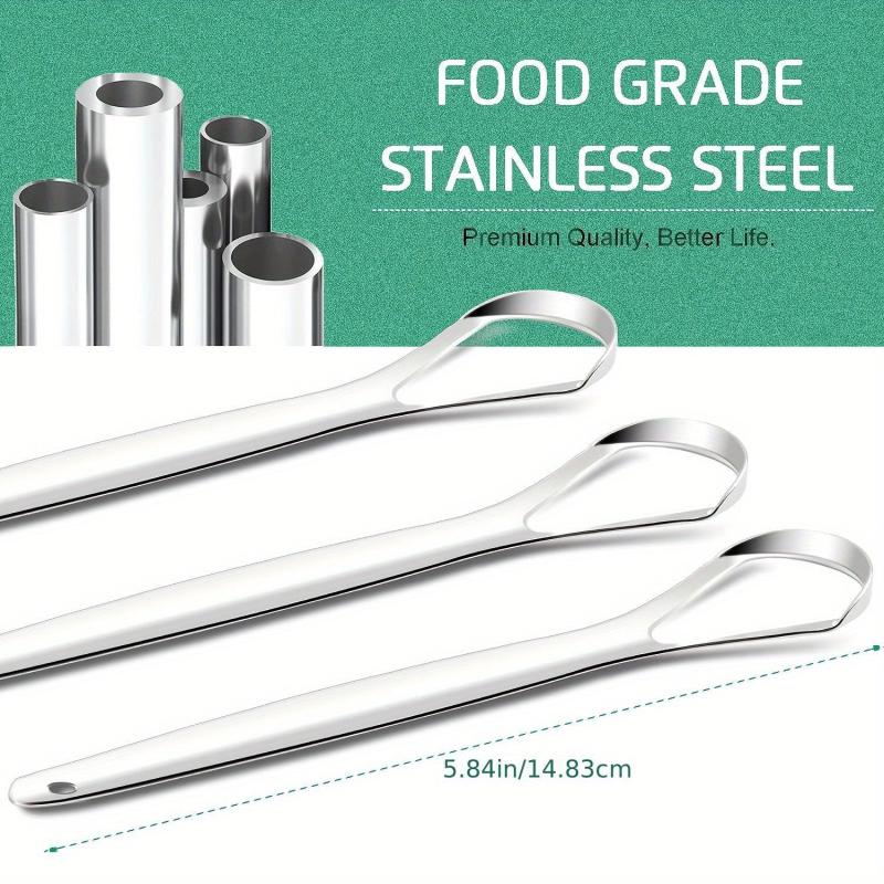 3pcs Stainless Steel Tongue Scraper Oral Care Tool for Adults