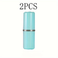 2pcs Portable Toothbrush Cup With Lid Toothpaste Storage Box