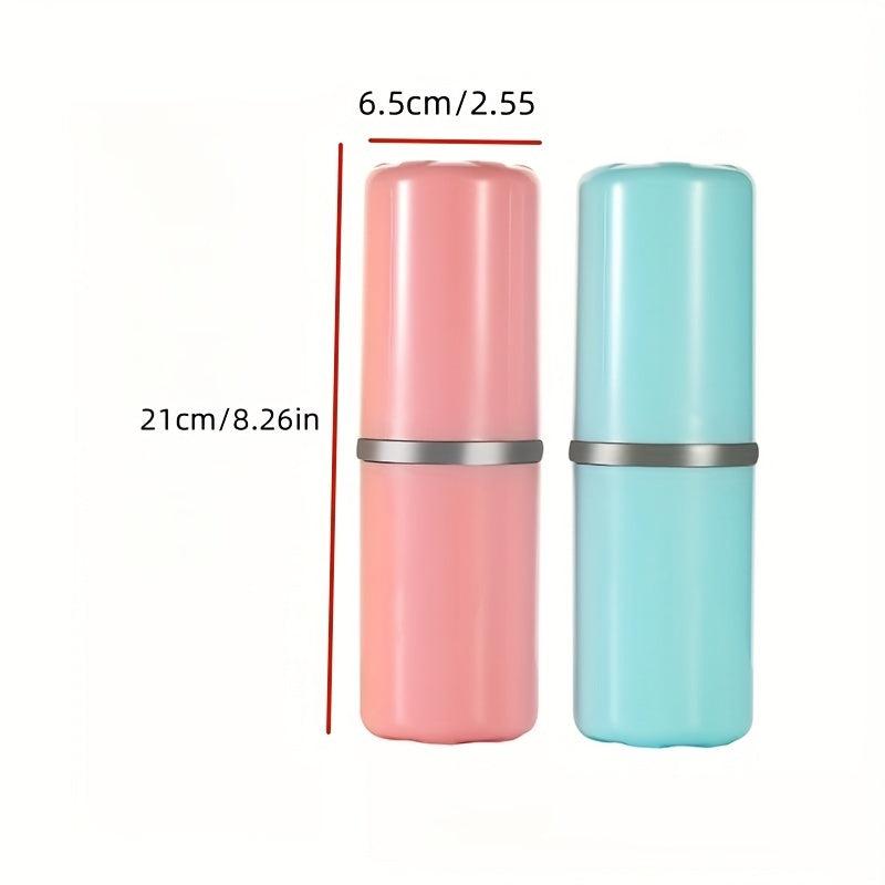 2pcs Portable Toothbrush Cup With Lid Toothpaste Storage Box