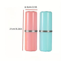 2pcs Portable Toothbrush Cup With Lid Toothpaste Storage Box