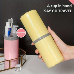 2pcs Portable Toothbrush Cup With Lid Toothpaste Storage Box