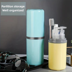 2pcs Portable Toothbrush Cup With Lid Toothpaste Storage Box