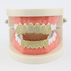 18K Plated Hip Hop Braces with Micro Inlaid Zircon Metal