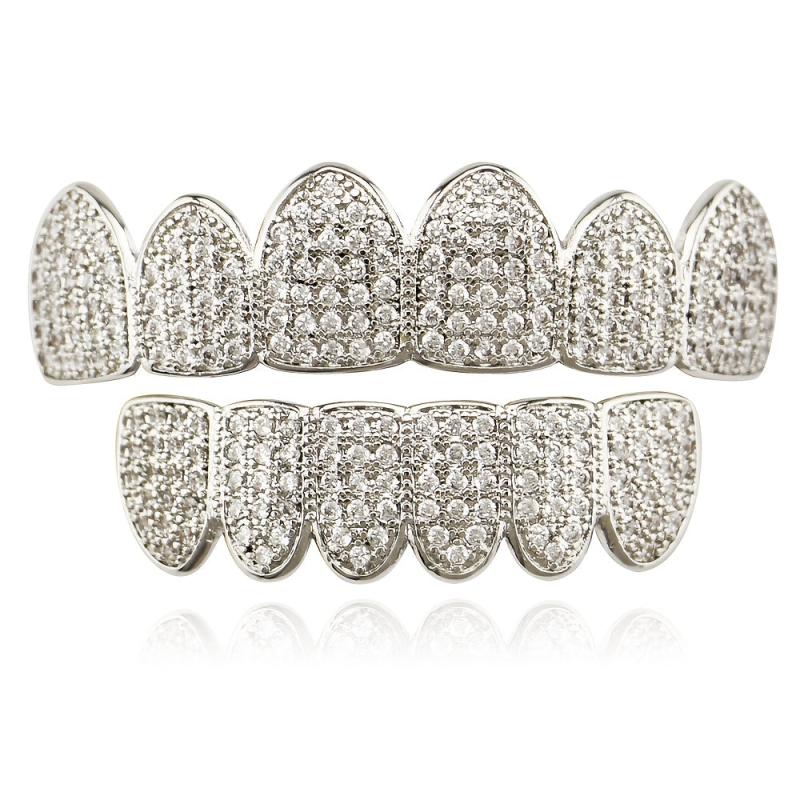 18K Plated Hip Hop Braces with Micro Inlaid Zircon Metal