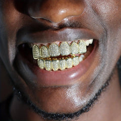 18K Plated Hip Hop Braces with Micro Inlaid Zircon Metal