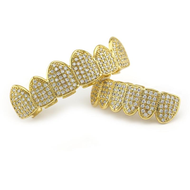 18K Plated Hip Hop Braces with Micro Inlaid Zircon Metal