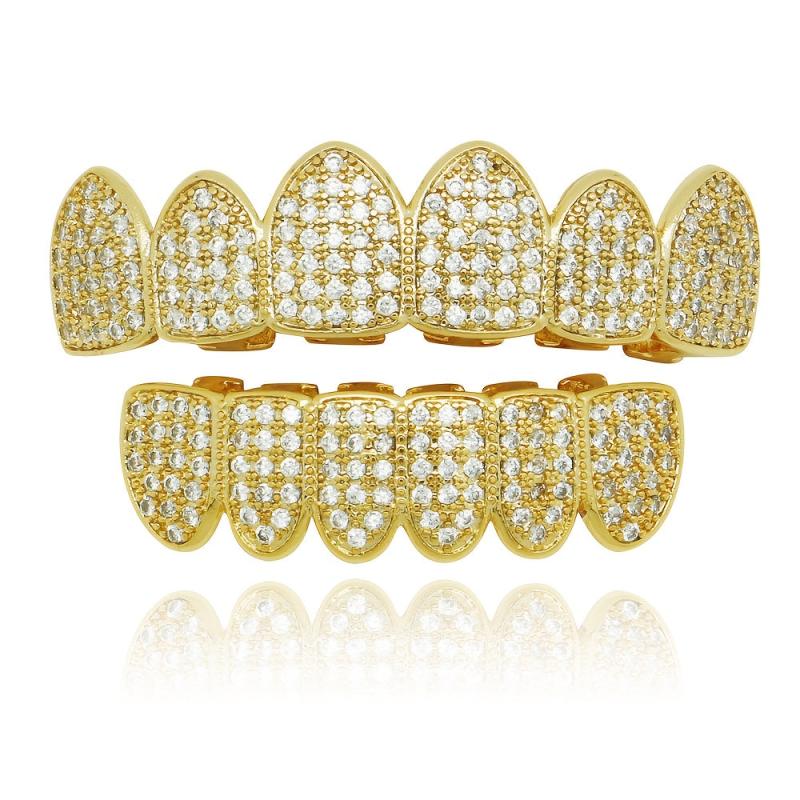 18K Plated Hip Hop Braces with Micro Inlaid Zircon Metal