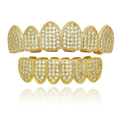 18K Plated Hip Hop Braces with Micro Inlaid Zircon Metal