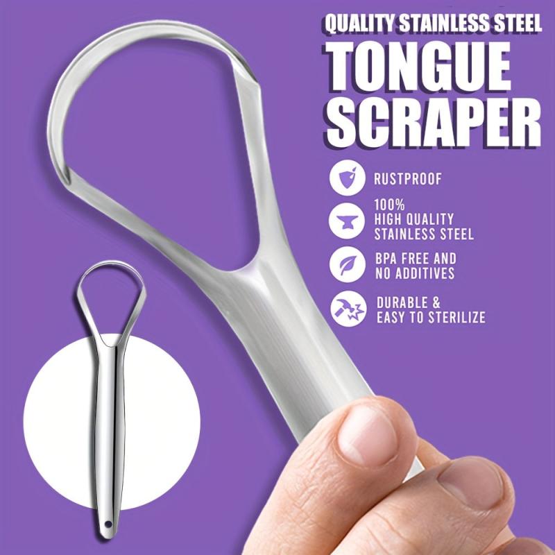 Stainless Steel Tongue Scraper Oral Care Tool for Adults
