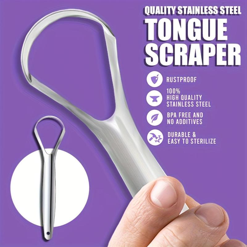 Stainless Steel Tongue Scraper Oral Care Tool for Adults