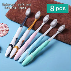 8pcs Soft Filament Toothbrush Rounded Brush Head Easy Remover Toothbrush