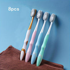 8pcs Soft Filament Toothbrush Rounded Brush Head Easy Remover Toothbrush