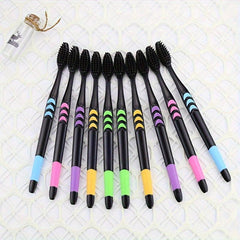 10pcs Bamboo Charcoal Bristle Toothbrushes for Deep Oral Care Adults