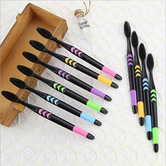 10pcs Bamboo Charcoal Bristle Toothbrushes for Deep Oral Care Adults