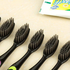 10pcs Bamboo Charcoal Bristle Toothbrushes for Deep Oral Care Adults