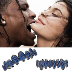 Y2K Black Teeth Grillz Set Hip Hop Rapper Jewelry Gift
