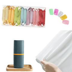 20 Pc Travel Bath Set Compressed Towels Toothbrush Cup Brush Head Cap Protectors