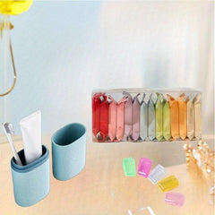 20 Pc Travel Bath Set Compressed Towels Toothbrush Cup Brush Head Cap Protectors