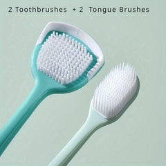 Nano Adult Toothbrush with Tongue Brush and Scraper
